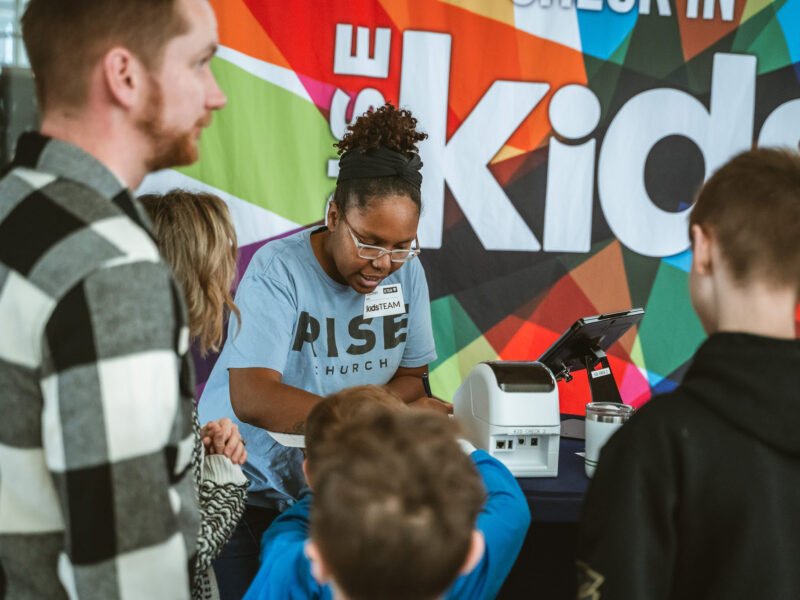 Rise Church Asheville Kids Check in families